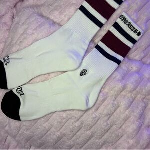 Chrome Hearts White and Burgundy Athletic Socks